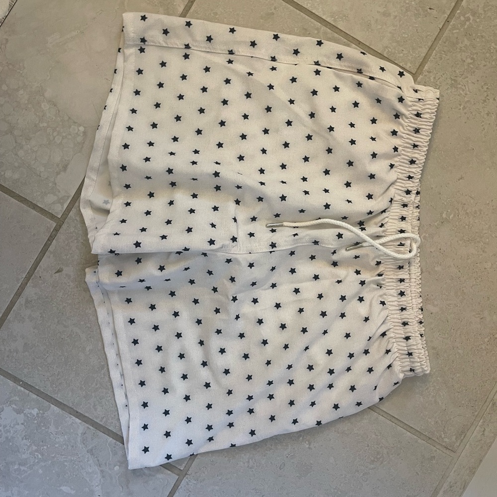 Skatie White Star-Patterned Men's Swim Trunks